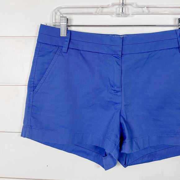 J. Crew Women's Flat Front Mid-Rise Stretch Casual Chino Shorts Periwinkle Blue - Picture 2 of 8